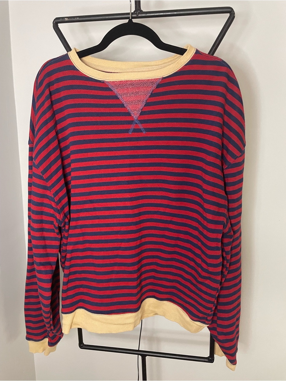 We The Free Red and Beige Striped Knit Top